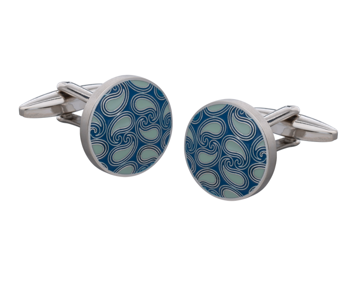 Shades of Blue Paisley Cufflinks