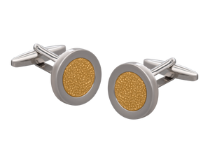 Hammered Metal Gold Centred Cufflinks