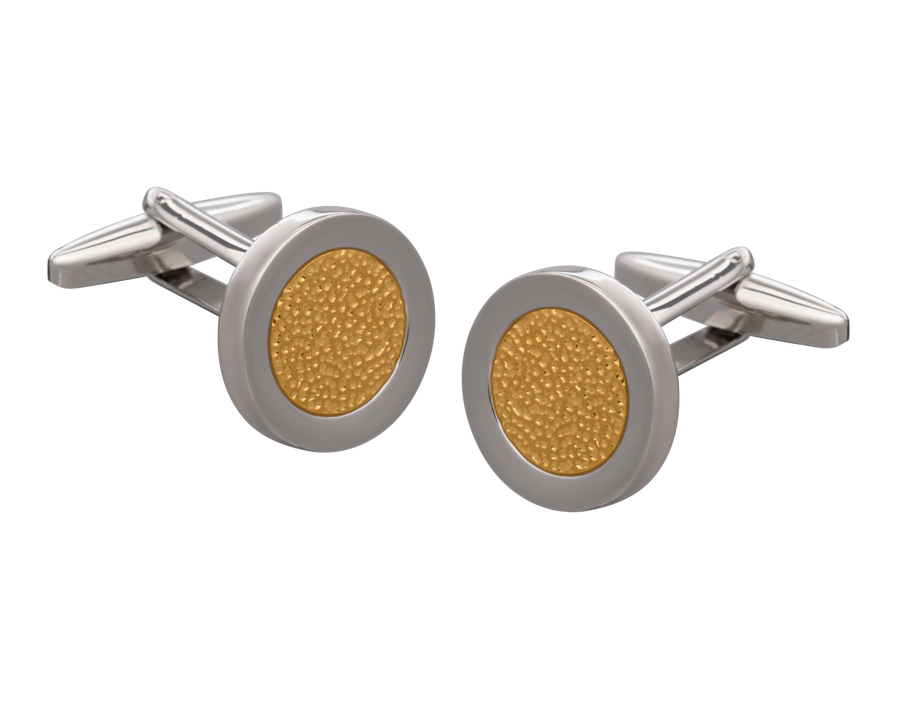 Hammered Metal Gold Centred Cufflinks