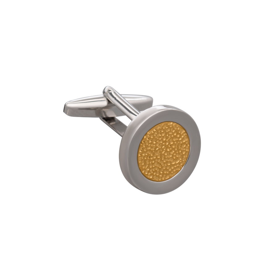 Hammered Metal Gold Centred Cufflinks