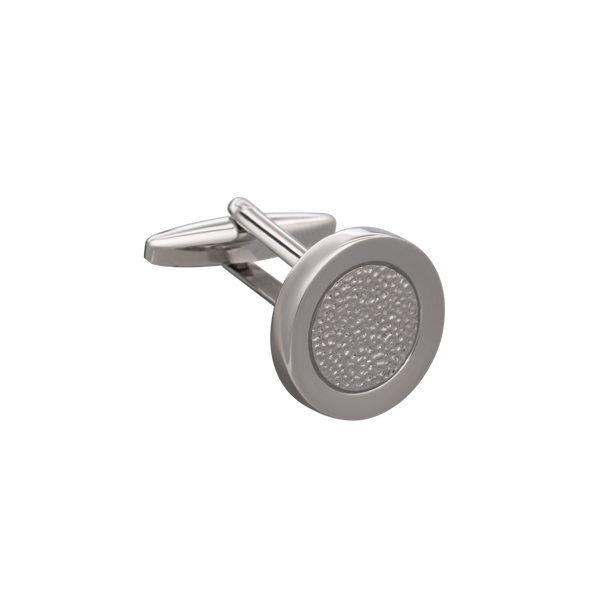 Hammered Metal Silver Centred Cufflinks