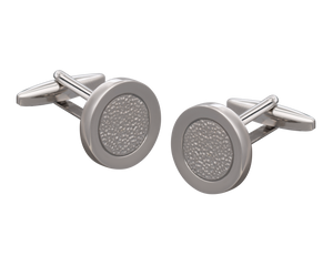 Hammered Metal Silver Centred Cufflinks