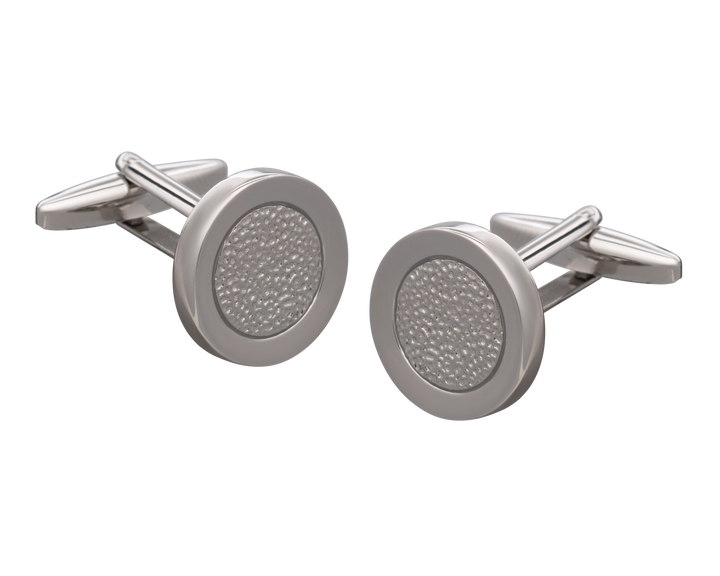 Hammered Metal Silver Centred Cufflinks