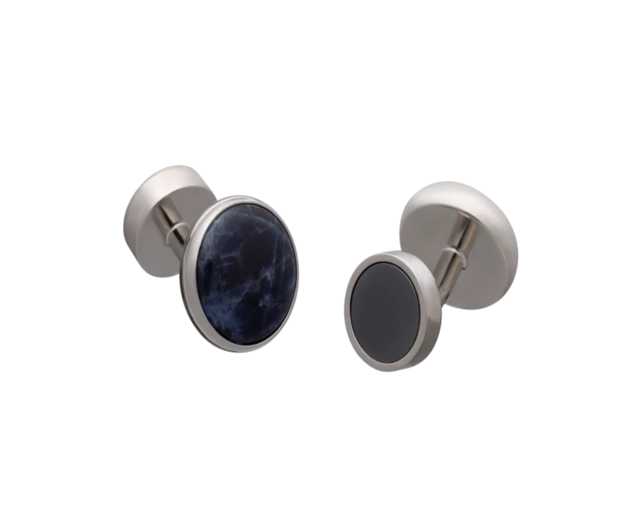 All Change' Reversible Hematite Sodalite Cufflinks