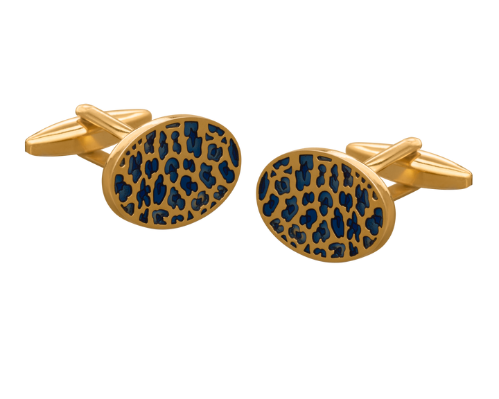 'The Wildling' Blue and Gold Leopard Print Cufflink