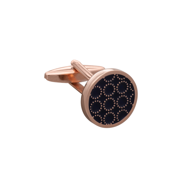 Circle O' Navy Rose Gold Cufflinks