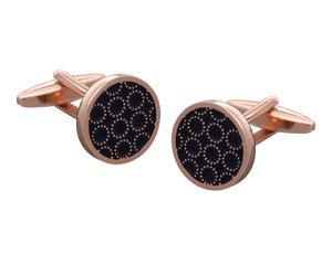 Circle O' Navy Rose Gold Cufflinks