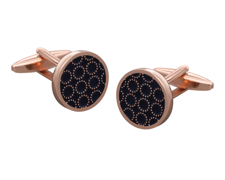 'Circle O' Navy Rose Gold Cufflinks