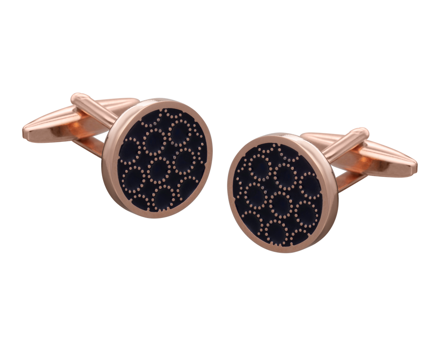Circle O' Navy Rose Gold Cufflinks