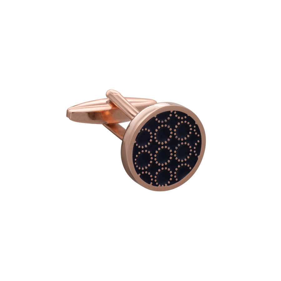 'Circle O' Navy Rose Gold Cufflinks