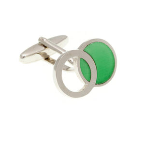 Interlinked Green Ring Cufflinks by Elizabeth Parker England