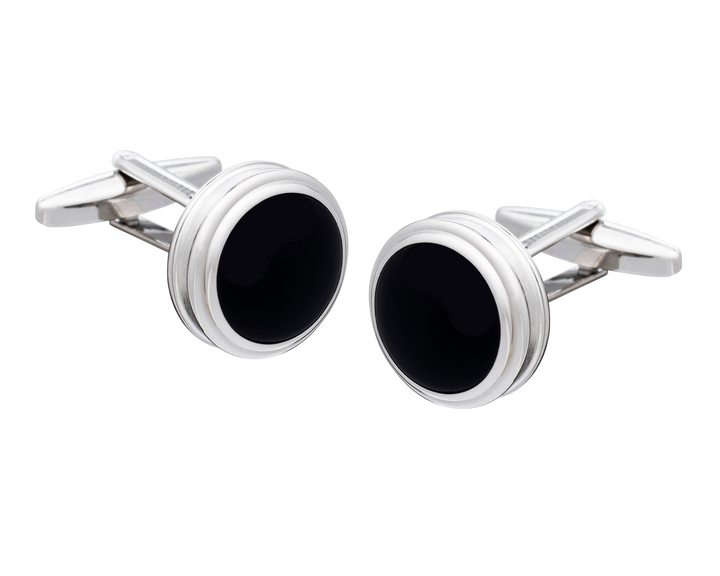 Barrelled Edge Onyx Cufflinks