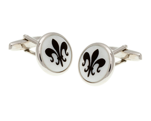 Mother Of Pearl with Black Fleur De Lys Cufflinks