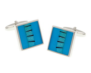 One Stripe Square Light Blue Cufflinks