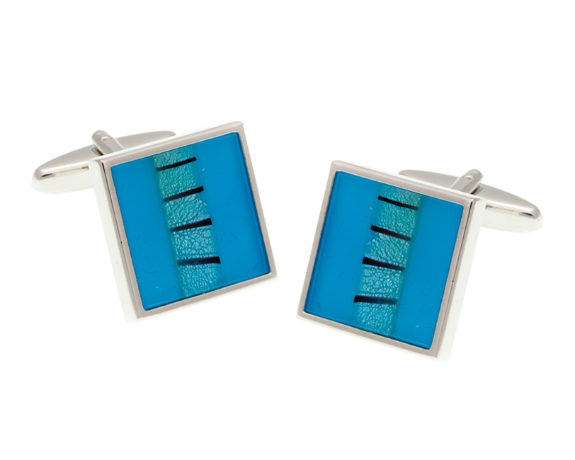 One Stripe Square Light Blue Cufflinks