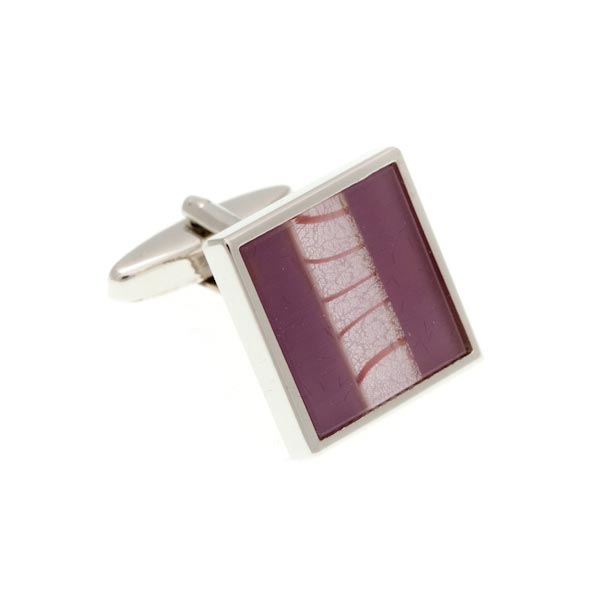 One Stripe Square Purple Cufflinks by Elizabeth Parker England