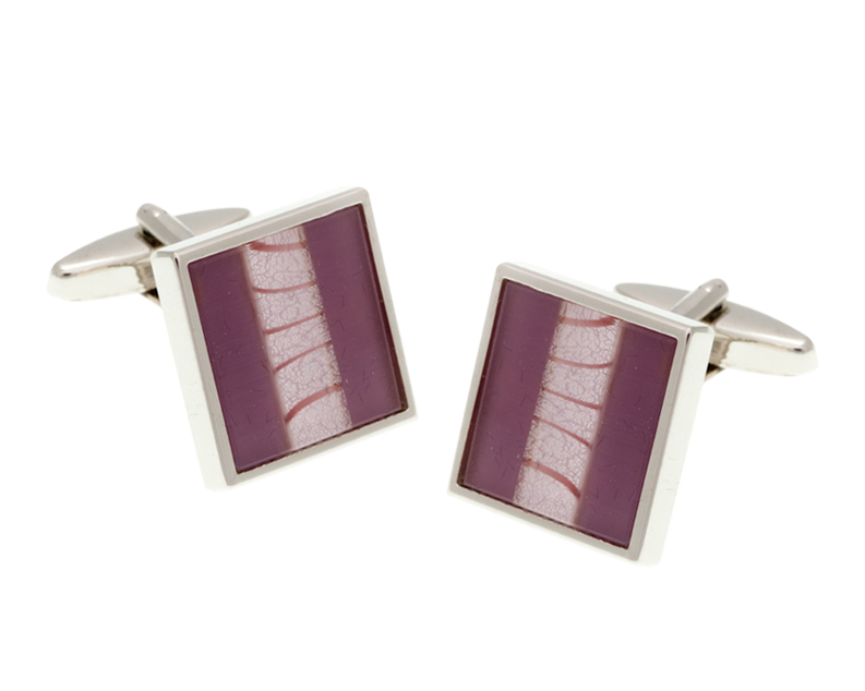 One Stripe Square Purple Cufflinks