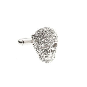 Clear Crystal Skull Cufflinks by Elizabeth Parker