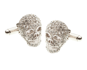 Mad & Bad Clear Crystal Skull Cufflinks