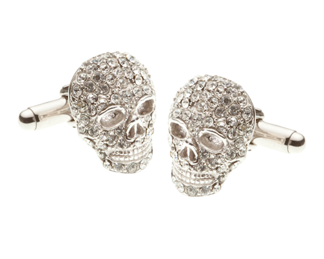 Mad & Bad Clear Crystal Skull Cufflinks