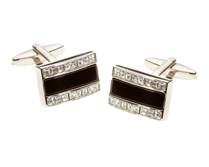 Rectangle Onyx and Crystal Cufflinks