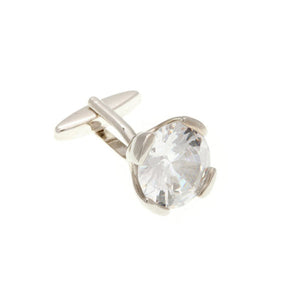 Headlight Crystal Clear Plain Metal Crystal Cufflinks - by Elizabeth Parker England