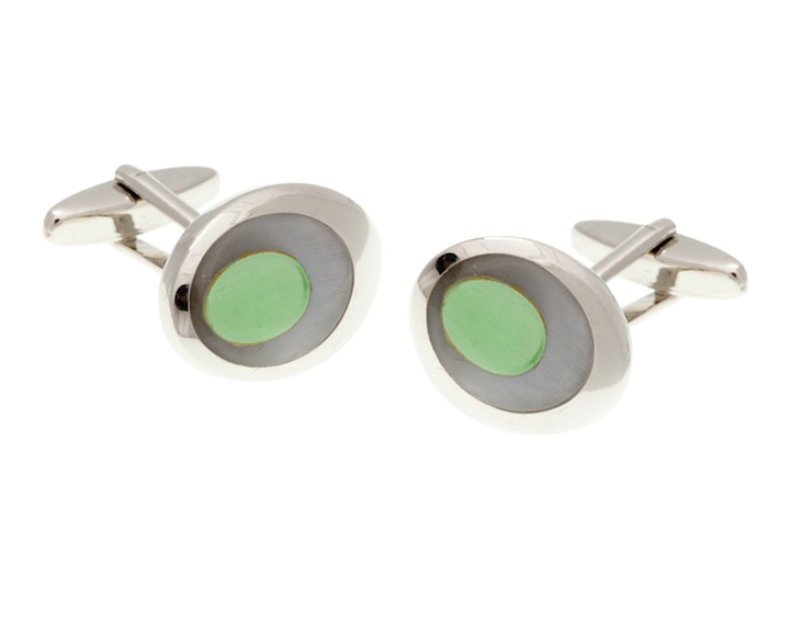 Grey Green Oval Eye Cufflinks