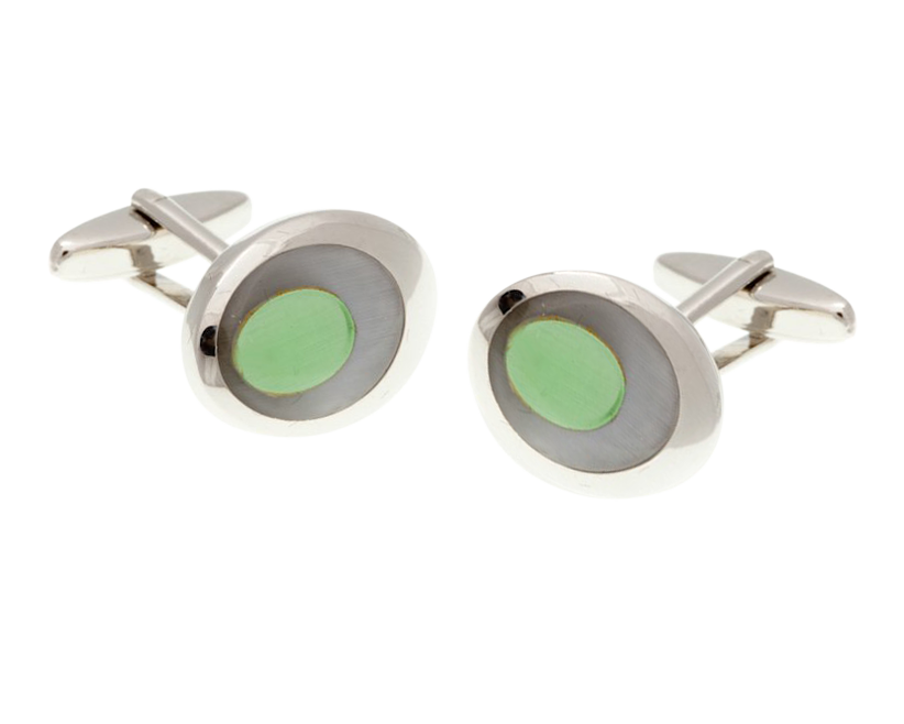 Grey Green Oval Eye Cufflinks