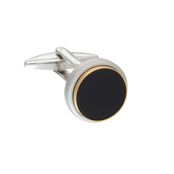 The Classic Black Onyx Round Cufflinks By Elizabeth Parker