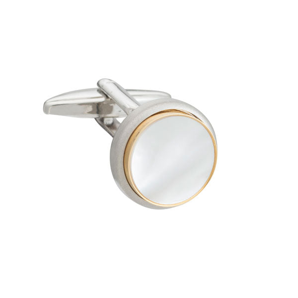 The Classic Mother of Pearl Round Cufflinks by Elizabeth Parker