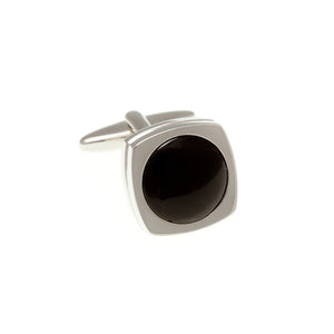 Round Rimmed Black Fibre Optic Cufflinks by Elizabeth Parker England