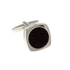 Round Rimmed Stingray Black Fibre Optic Cufflinks - by Elizabeth Parker England