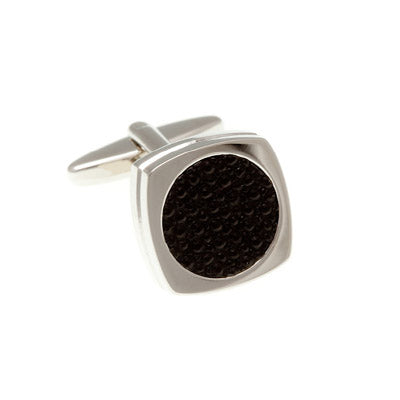 Round Rimmed Stingray Black Fibre Optic Cufflinks - by Elizabeth Parker England