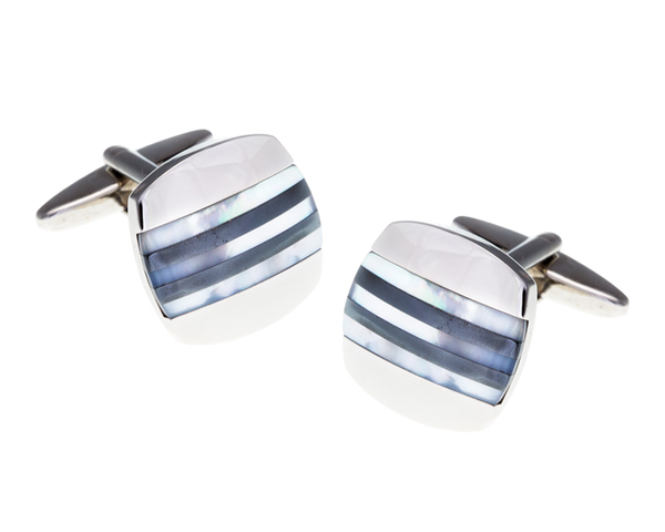 Mother Of Pearl Hematite Striped Cufflinks
