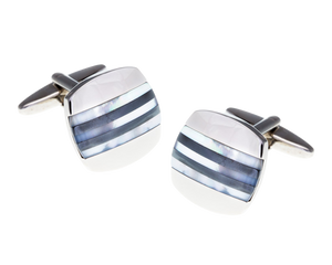 Mother Of Pearl Hematite Striped Cufflinks