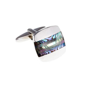 Abalone Turquoise and Smoky Mother Of Pearl Striped Cufflinks