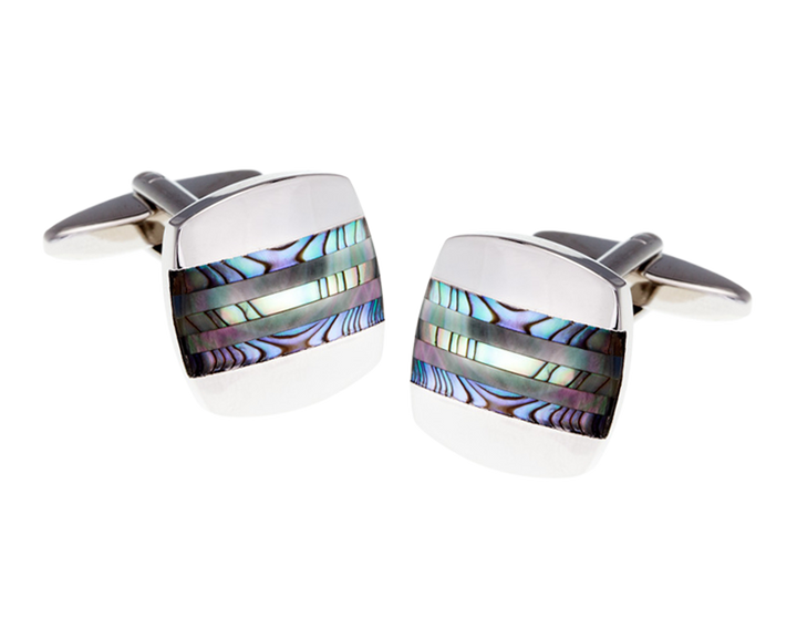 Abalone Turquoise Smoky Mother Of Pearl Striped Cufflinks