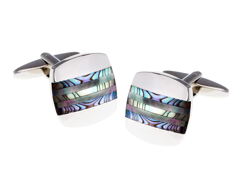Abalone Turquoise Smoky Mother Of Pearl Striped Cufflinks