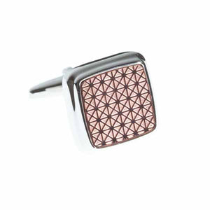 Square Cufflinks with Rose Gold geometric patterned centre by Elizabeth Parker England