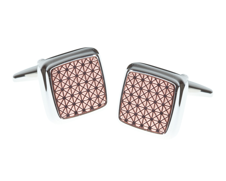 Square Rose Gold Plated Sunrise Pink Cufflinks