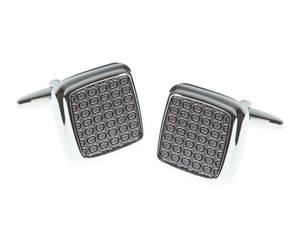 Repeating Oval Soft Square Gunmetal Cufflinks