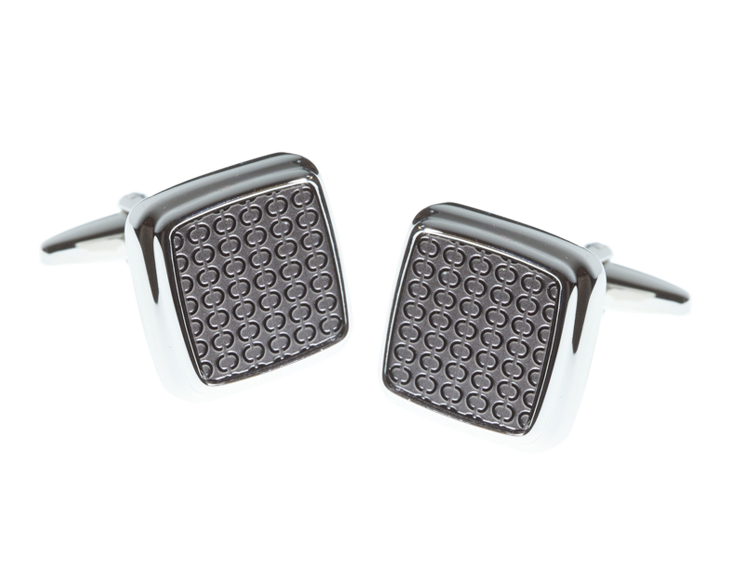 Repeating Oval Soft Square Gunmetal Cufflinks