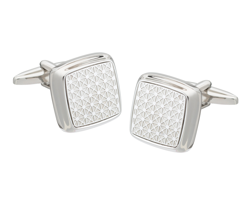 Diagonal Grid Square Cufflinks