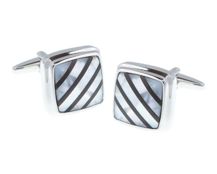 Square Onyx Mother Of Pearl Stone Cufflinks