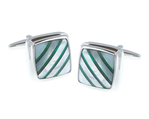 Square Malachite Stripes Mother Of Pearl Stone Cufflinks