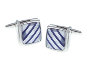 Square Lapis Stripes Mother Of Pearl Stone Cufflinks