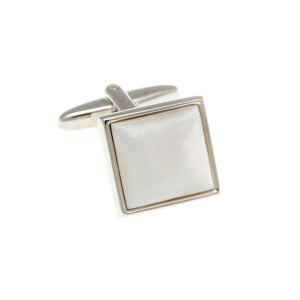 Square Cabochon Mother Of Pearl Semi Precious Stone Cufflinks by Elizabeth Parker England