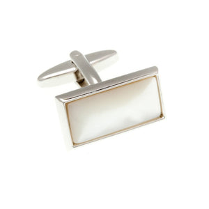 Oblong Cabochon Mother Of Pearl Semi Precious Stone Cufflinks by Elizabeth Parker England