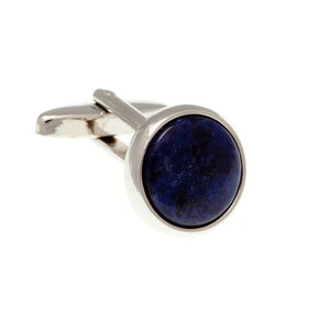 Round Cabochon Sodalite Blue Semi Precious Stone Cufflinks by Elizabeth Parker England