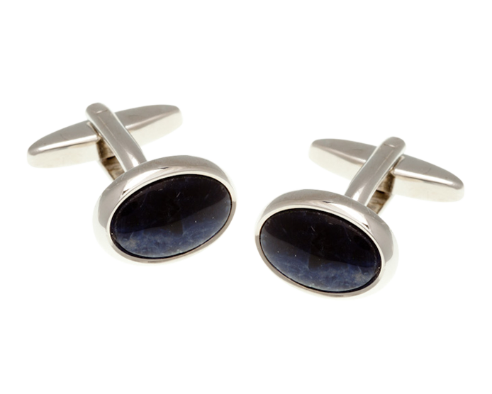 Oval Sodalite Blue Stone Cufflinks